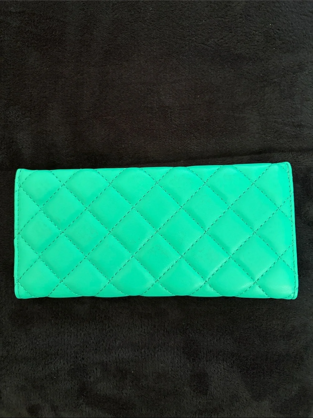 Badgley Mischka Quilted Turquoise Envelope Wallet with Logo